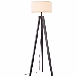 Lampadaire - BRILLIANT - Holbrook - Noir-Beige - Bois massif - Interrupteur au pied