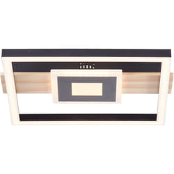 Brilliant - BRE-Light Plafonnier led Baldo 30x28cm noir/bois métal/bois/plastique led 24 w intégrée (flux lumineux : 2600lm, couleur de la lumière :