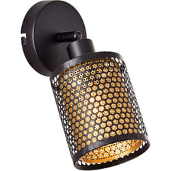 Brilliant - lampe Cheval spot mural noir métal doré/bambou noir 1x D45, E14, 28 w
