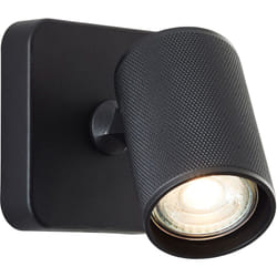 Lampe Marty led spot mural sable noir métal/bois noir 1x, GU10, 10 w, ampoule led incluse et remplaçable - Brilliant