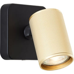 Lampe Marty led spot mural sable noir/or mat or 1x GU10, 10 w, ampoule led incluse et remplaçable - Brilliant