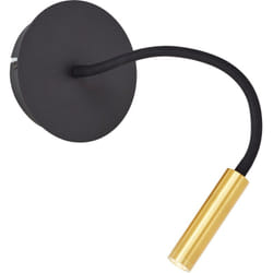 Brilliant - lampe Jutta led spot mural avec bras flexible et interrupteur sable noir/or mat métal/plastique noir 4,1 w led intégrée