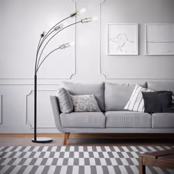 Lampadaire - BRILLIANT - Glasini - 5 ampoules E14 - Verre fumé noir - Design contemporain