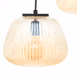 Suspension - BRILLIANT - Kaizen - 3 lampes - Verre ambre - Métal noir mat - 40 W
