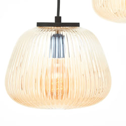 Suspension - BRILLIANT - Kaizen - 3 lampes - Verre ambre - Métal noir mat - 40 W
