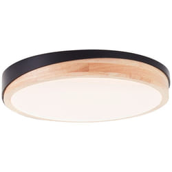 BAARLO Plafonnier noir mat/bois LED intégrée 24W