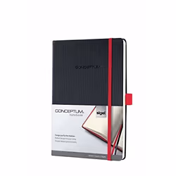 Sigel Conceptum, Monochromatique, Noir, Rouge, A5, 194 feuilles, 80 g/m², Couverture rigide