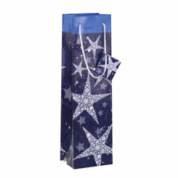 Sigel GT027, Sac emballage cadeau, Bleu, Argent, Image, Papier, Noël, 157 g/m²