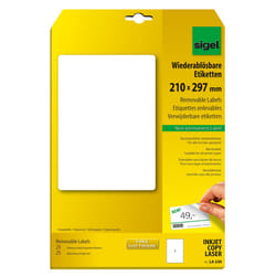 Sigel LA230 étiquette auto-collante Rectangle aux angles arrondis Amovible Blanc 25 pièce(s)