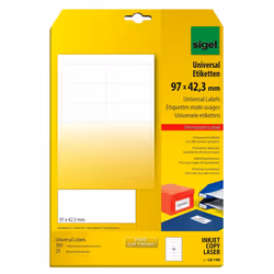 Sigel LA140, Blanc, Rectangle, Permanent, A4, 42,3 mm, 97 mm