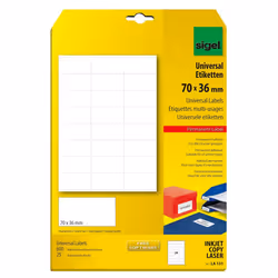 Sigel LA131, Blanc, Rectangle, Permanent, A4, 36 mm, 70 mm