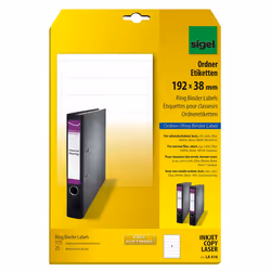 Sigel LA410, Blanc, Imprimante d'étiquette non-adhésive, A4, Laser/a jet d'encre, Rectangle, 3,8 cm