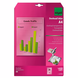 Sigel LF619, Transparent, Laser, A4 (210×297 mm), 125 µm, 20 feuilles