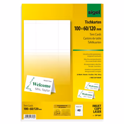 Sigel DP047, Blanc, Imprimante d'étiquette non-adhésive, A4, Carton, Universel, Rectangle