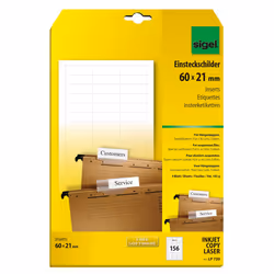 Sigel LP720, Blanc, Dossier, Rectangle, 60 x 21 mm, Papier, 185 g/m²