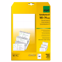 Sigel LP701, Blanc, Dossier, Rectangle, A7 (74x105 mm), Papier, 185 g/m²