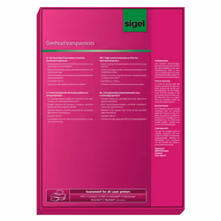 Sigel LF419 film d'impression Laser A4 (210×297 mm) Transparent 100 feuilles