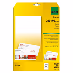 Sigel LP713, Laser/a jet d'encre, Blanc, 185 g/m², 99 mm, 210 mm, 60 feuilles