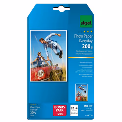 Sigel IP718, Gloss, 200 g/m², Jet d'encre, 24 feuilles, 100 mm, 150 mm