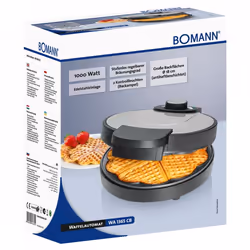 Bomann WA 1365 CB 6 gauffre(s) 1000 W Noir, Acier inoxydable