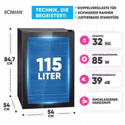 Bomann KSG 7290 Refroidisseur de boisson 115 L 178 canettes Pose libre E - Vue supplémentaire 7