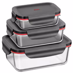 Silit 0022 6327 11, Lunch box, Rectangulaire, Noir, Transparent, Verre, Silicone