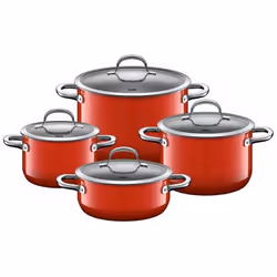Silit Passion Red, Ensemble mixte, Rouge, Acier inoxydable, Acier inoxydable, Acier inoxydable, Verre