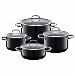Silit Passion Black, Ensemble mixte, Noir, Acier inoxydable, Acier inoxydable, Acier inoxydable, Verre