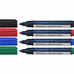 Schneider Schreibgeräte Maxx 290 marqueur 4 pièce(s) Pointe ogive Noir, Bleu, Vert, Rouge