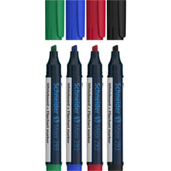 Schneider Schreibgeräte Maxx 293 marqueur 4 pièce(s) Pointe biseautée Noir, Bleu, Vert, Rouge