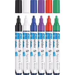 Schneider Schreibgeräte Paint-It, 6 pièce(s), Noir, Bleu, Vert, Violet, Rouge, Blanc, Pointe ogive, Noir, Bleu, Vert, Violet, ...