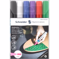 Schneider Schreibgeräte Paint-It marqueur 6 pièce(s) Pointe ogive Noir, Bleu, Vert, Violet, Rouge, Blanc