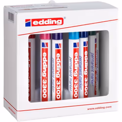 Edding 3300 marqueur indélébile Pointe biseautée Noir, Bleu, Marron, Vert, Bleu clair, Orange, Rose, Rouge, Violet, Jaune 10 pièce(s)