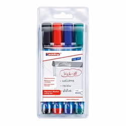 Edding 383, 4 pièce(s), Noir, Bleu, Vert, Rouge, Pointe biseautée, Plastique, 1 mm, 5 mm