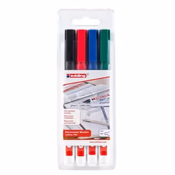 Edding 400, Noir, Bleu, Vert, Rouge, Pointe ogive, Plastique, 1 mm, Carton, Verre, Métal, Plastique, Bois