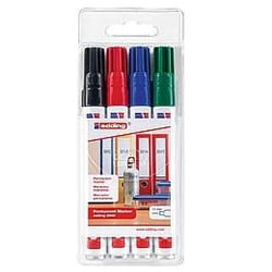 Edding 3000 marqueur indélébile Pointe ogive Noir, Bleu, Vert, Rouge 4 pièce(s)