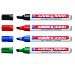 Edding 3300 marqueur indélébile Pointe biseautée Noir, Bleu, Vert, Rouge 4 pièce(s)