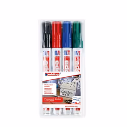 Edding 3300 marqueur indélébile Pointe biseautée Noir, Bleu, Vert, Rouge 4 pièce(s)