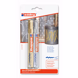 Edding e-750/2 marqueur peinture or/argent boîte/10, Or, Argent, Or, Argent, Rond, 2 mm, 4 mm, Verre, Métal, Plastique
