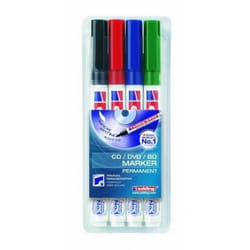 Edding 8400 marqueur indélébile Pointe ogive Noir, Bleu, Vert, Rouge 4 pièce(s)