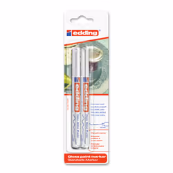 Edding 780 marqueur peinture, Blanc, Multicolore, Pointe ogive, 0,8 mm, Verre, Métal, Plastique, 2 pièce(s)