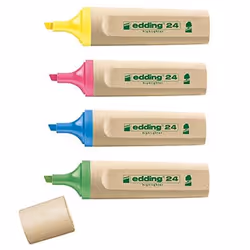 Edding EcoLine 24, 4 pièce(s), Bleu, Vert, Rose, Jaune, 3 an(s), Pointe fine/biseautée, Multicolore, Plastique