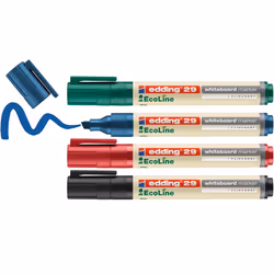 Edding 29 EcoLine, 4 pièce(s), Noir, Bleu, Vert, Rouge, Pointe biseautée, Plastique recyclé, Rond, Multicolore