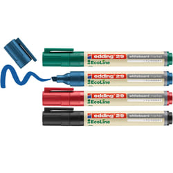 Edding 29 EcoLine marqueur 4 pièce(s) Pointe biseautée Noir, Bleu, Vert, Rouge