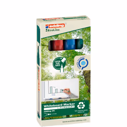 Edding 29 EcoLine marqueur 4 pièce(s) Pointe biseautée Noir, Bleu, Vert, Rouge