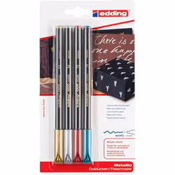 Edding 1200, 4 couleurs, Or, Vert métal, Rouge, Argent, Pointe ogive, 1 mm, 3 mm, Rond