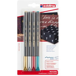 Edding 1200 stylo-feutre Or, Vert métal, Rouge, Argent 4 pièce(s)