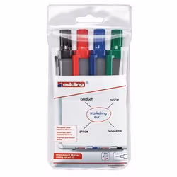 Edding retract 12, 4 pièce(s), Noir, Bleu, Vert, Rouge, Pointe ogive, Plastique, Rond, 1,5 mm