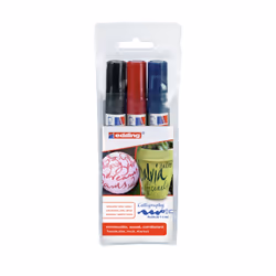 Edding 1455 marqueur calligraphie à pointe souple, Noir, Bleu, Rouge, Pointe biseautée, Multicolore, Rond, 1 mm, 5 mm