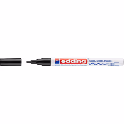 Edding 751, Noir, Pointe ogive, Noir, Blanc, Aluminium, Fin, 1 mm